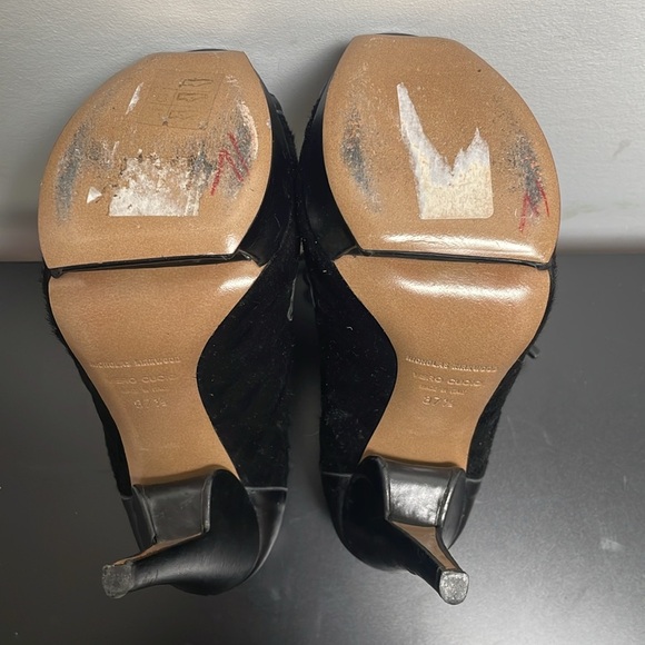 Nicholas Kirkwood Pony Hair Leather Platform Heel Black Lace Up Open Toe 7.5 - Picture 11 of 16